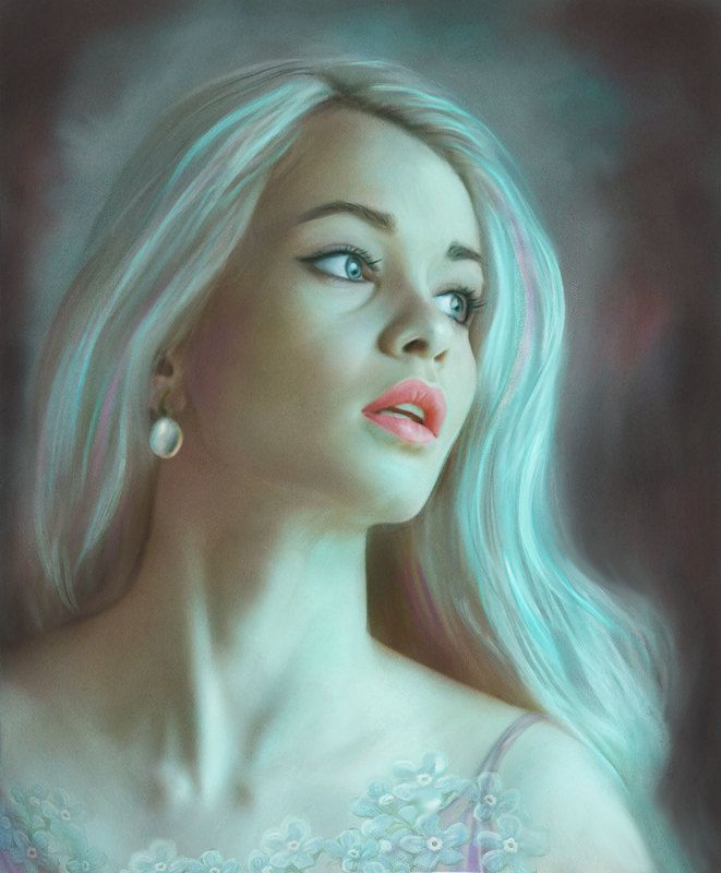 девшка,блондинка,портрет Бирюзовый портретphoto preview