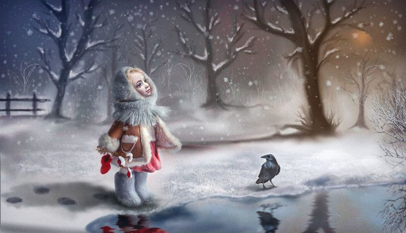 лес,девочка,картина А СНЕГ ИДЁТ...photo preview