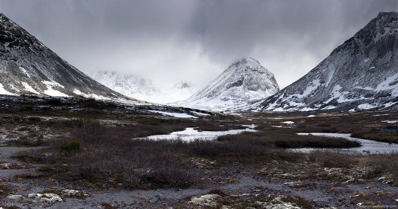 Khibiny, Mountains, Горы, Кольский, Хибины Ослепительное сияние летаphoto preview