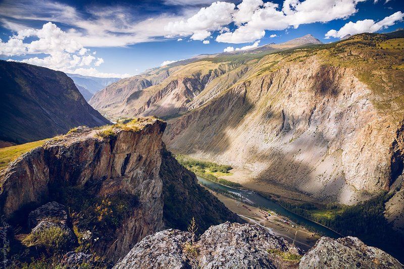 Горный алтай, Горы, Лето, Перевал Кату-Ярык, Река, Река Чулышман, Скалы Долина Чулышманаphoto preview