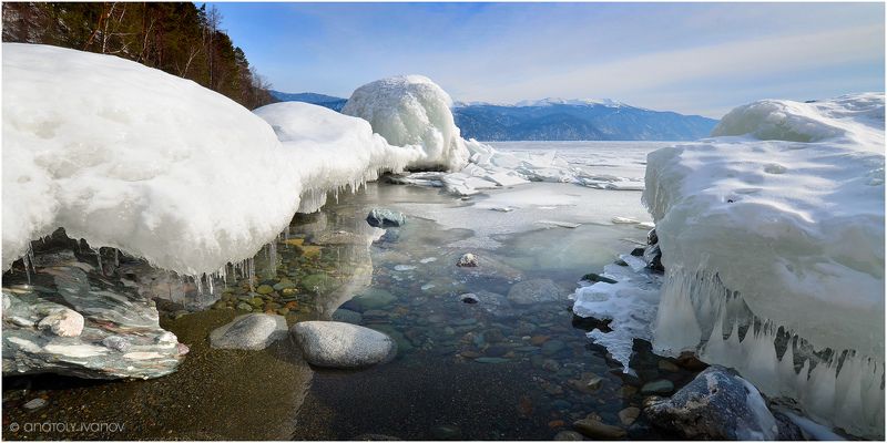 Телецкое озеро Февральская оттепель на Алтын-Кёльphoto preview