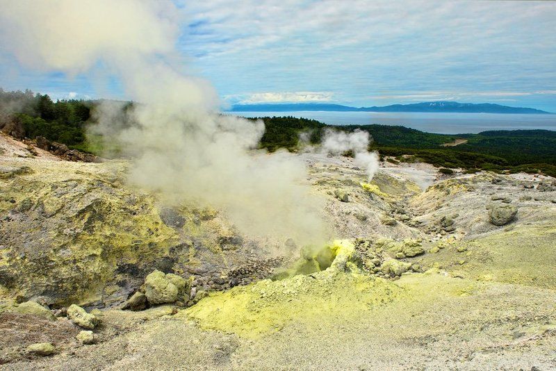 Fareast, Island, Landscape, Nature, Volcano, Вулкан, Гора, Дальний восток, Извержение, Кунашир, Курилы, Море, Остров, Пейзаж, Сероводород, Фумарола, Япония Спящая красавицаphoto preview