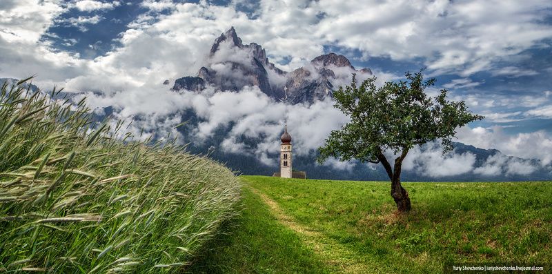 alps, dolomites, italy, горы, доломитовые альпы, италия, церковь Way to the truth.photo preview