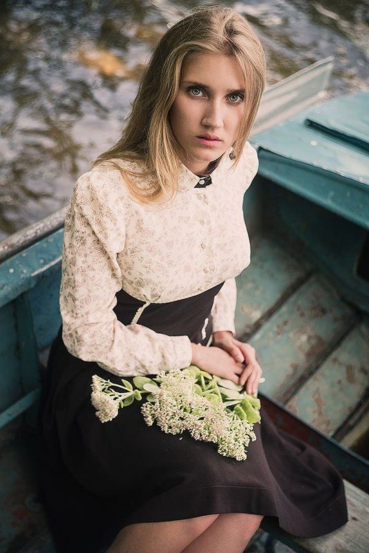 Boat, Girl, Lake, Nature, Portrait, Девушка, Лодка, Озеро, Портрет, Природа Дом у озераphoto preview