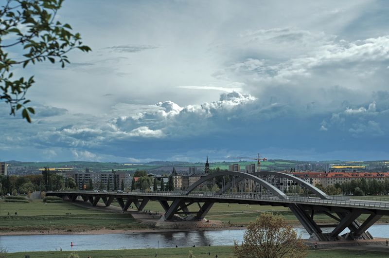 landscape, architecture, bridge, dresden View of the Dresden city фото превью