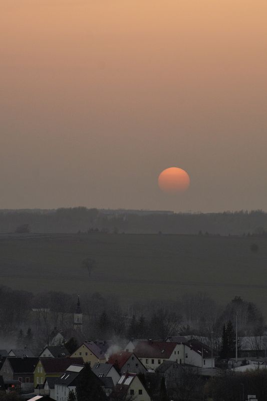 sunset, village, landscape  фото превью