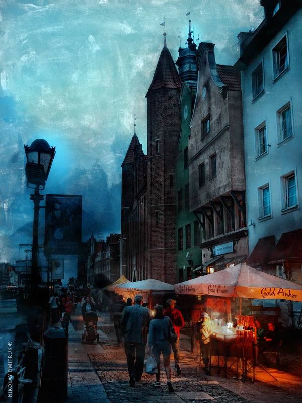 город вечер. набережная. Гданьск. Польшаphoto preview