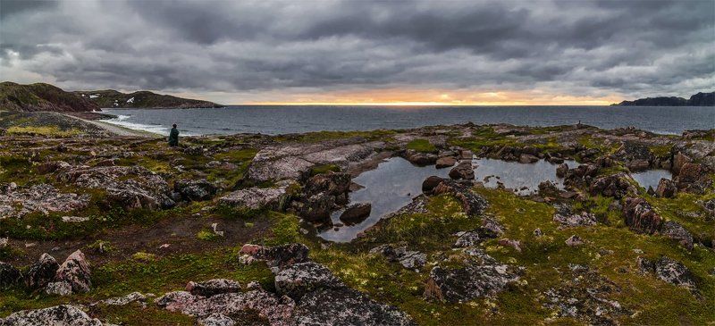 баренцево море, кольский п-ов, лето, море, небо, панорама, пейзаж, природа, путешествие, север, териберка, туризм Старик и мореphoto preview