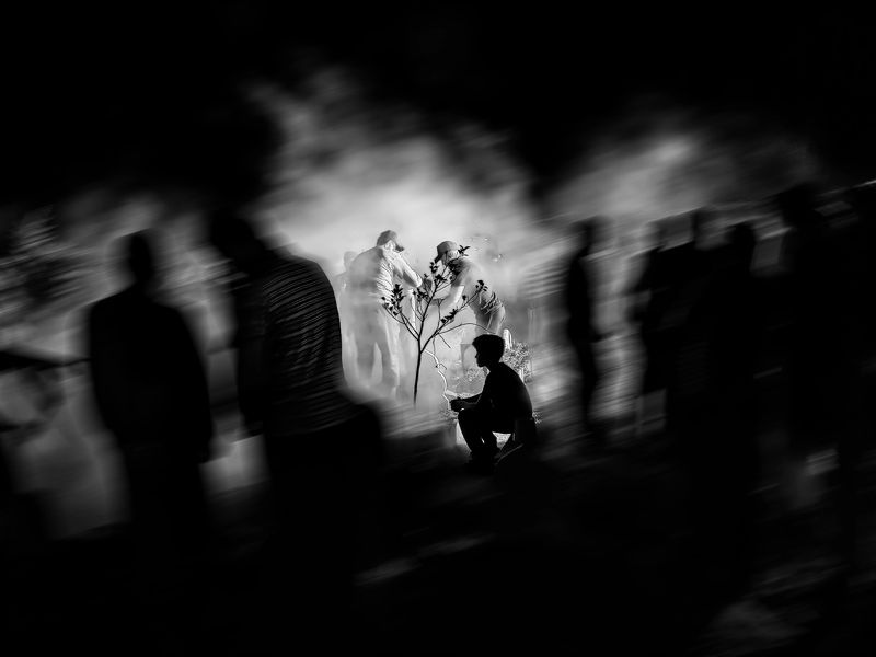 fine art, mood, silhouette, , light, film,fog,shild The truth of deathphoto preview