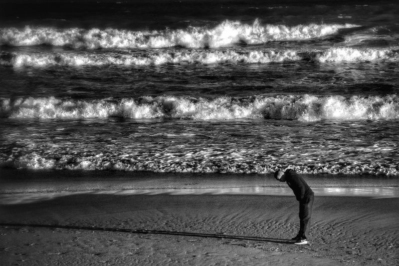 black and white, bnw, beache, seascape, fine art Searching for something missingphoto preview