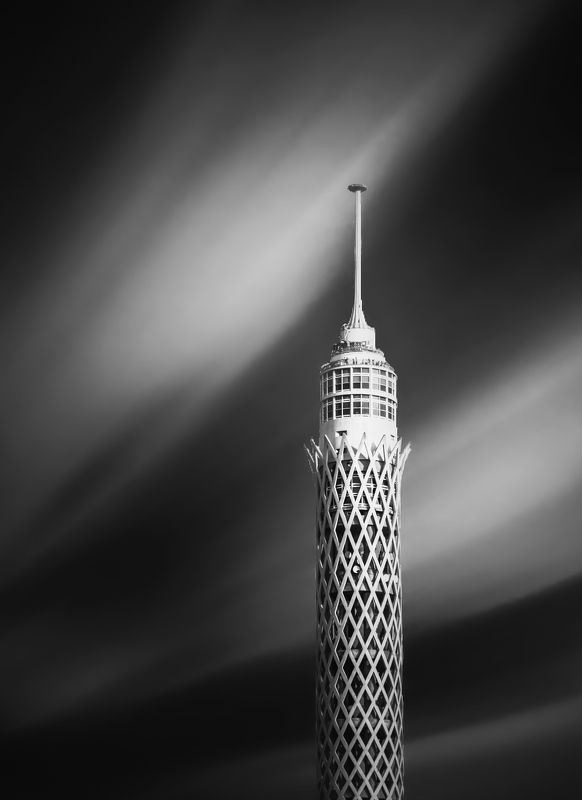 cairo tower, art, fine art, buildings, street, black, b&w Cairo Towerphoto preview