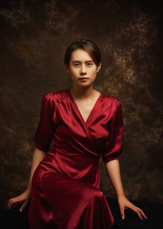 asian, vietnam, vietnamese, portrait, face, red, young, women, female, studio, dress * * *photo preview