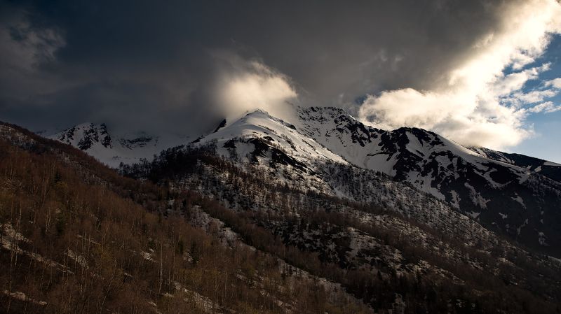 архыз, горы, перевал, закат Подъём на перевал Архызское седлоphoto preview