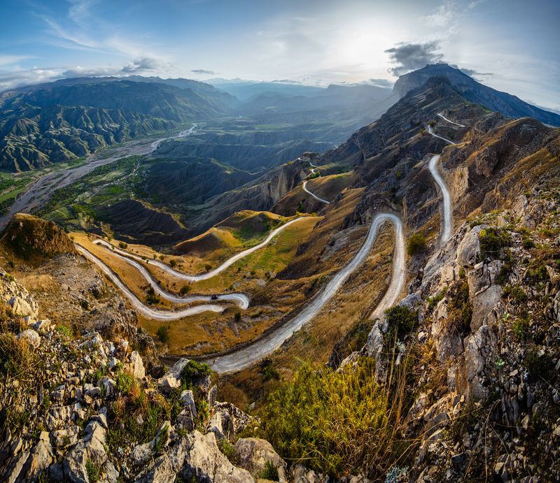 дагестан, кавказ, тобот, серпантин, дорога Горный серпантин фото превью