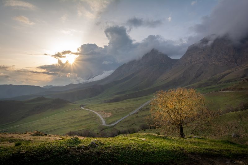 ингушетия, пейзаж, горы, закат, горныйпейзаж, кавказ, северныйкавказ Горы республики Ингушетияphoto preview