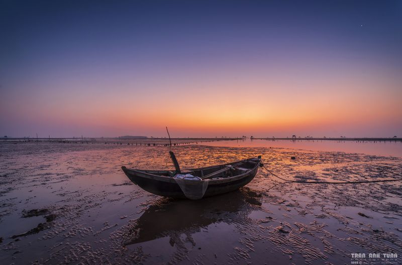 Vietnam, Sunrise, Sea, Boat, Sun The new day at sea  фото превью