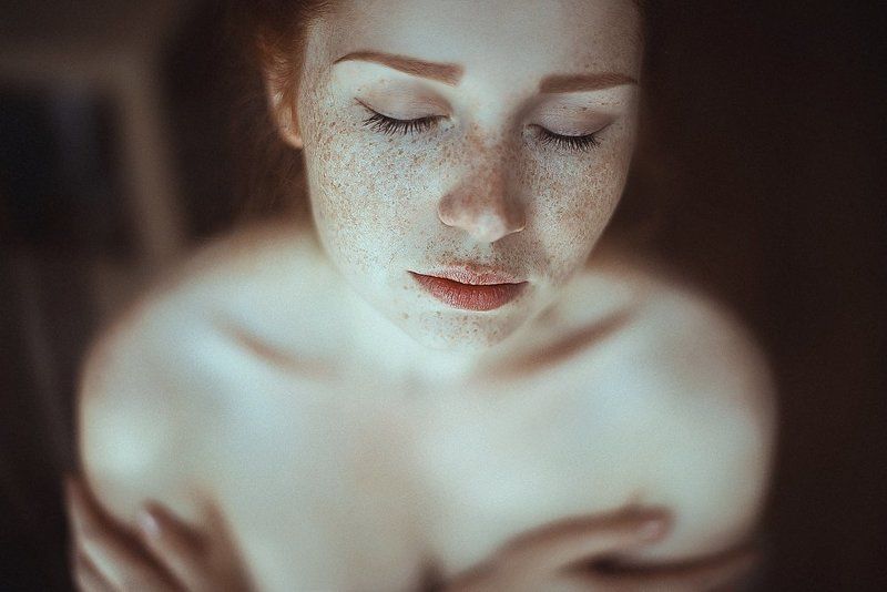 portrait, girl, hair, redhead, freckles *photo preview