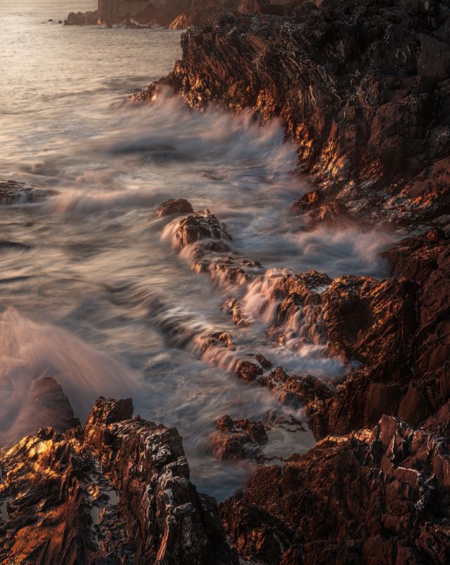 Landscape seascape sea details intimate longexpo colors goldenhour sunset Liguria Italy Talking About, Fire and Waterphoto preview