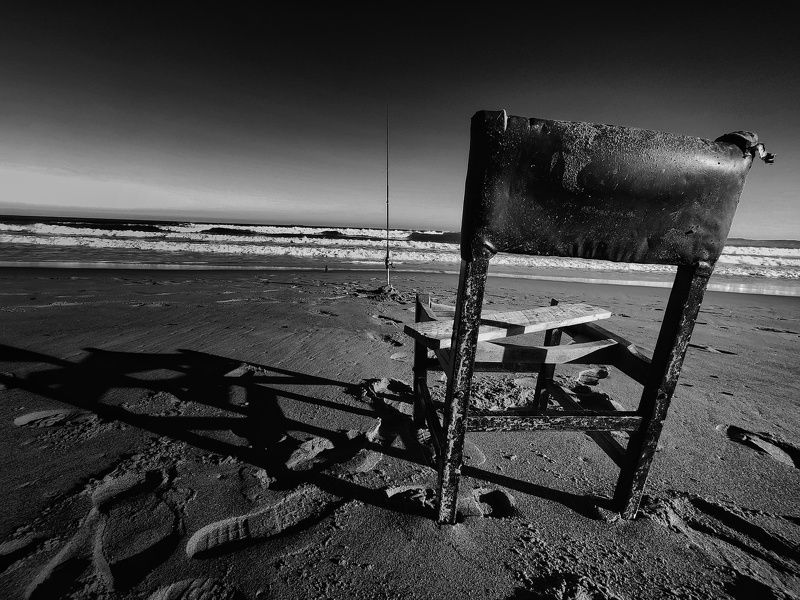 black and white, bnw, chair, film, fine, fishing , sea art chair and beachphoto preview