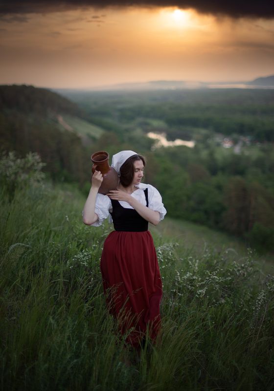 природа, россия, красота, простор, девушка, пастушка, кувшин, самара, деревня, лето Ощущение фото превью