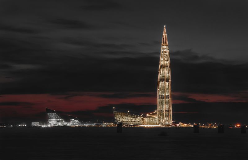 город, ночь, пейзаж, лахтацентр, спб, кукуруза Лахта-центрphoto preview