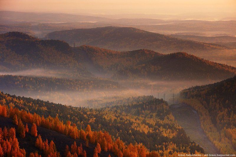 Горы, Карабаш, Осень, Рассвет, Южный урал Горы Карабаша фото превью