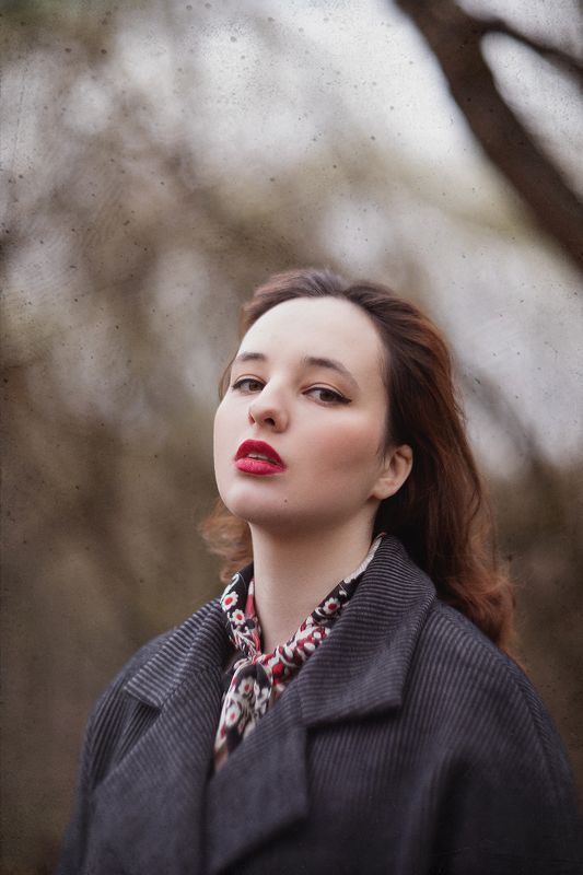 Портрет, фотосессия, весна, шум, ретро, винтаж, природа, гелиос Полинаphoto preview