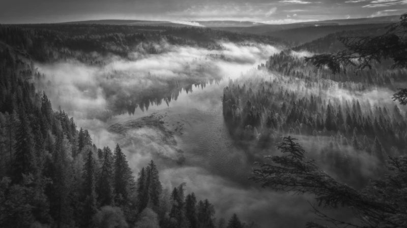 озеро, горы, лес, природа, закат, рассвет, красота, приключения, путешествие Туманная Усьваphoto preview