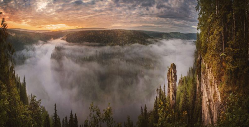 озеро, горы, лес, природа, закат, рассвет, красота, приключения, путешествие Туманная Усьва и Чертов палец.photo preview