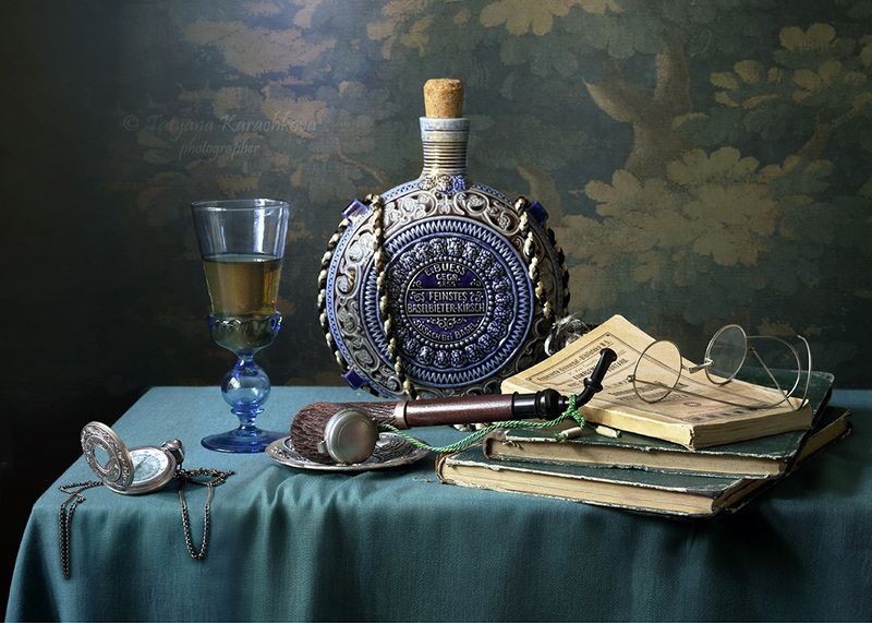 натюрморт, трубка, баклажка С трубкой **photo preview