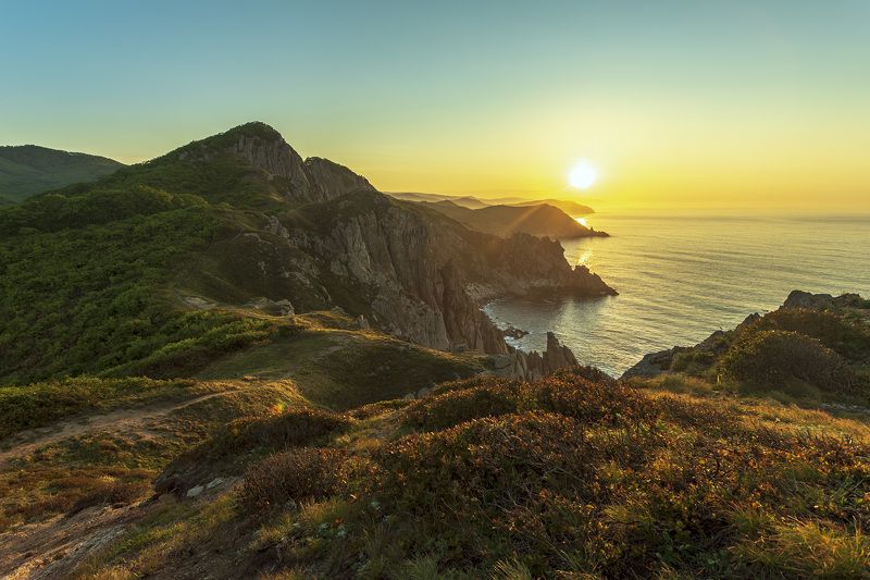 рассвет, море, скалы photo preview