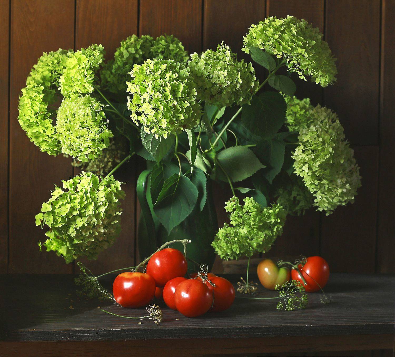 натюрморт, фотонатюрморт, лето, гортензия, цветы, помидоры, stillifefoto, наталья казанцева, Наталья Казанцева