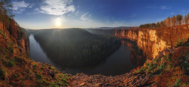 Берег, Восход, Пейзаж, Природа, Путешествие, Рассвет, Река, Туризм, Урал, Утро, Южный урал Большие притёсыphoto preview