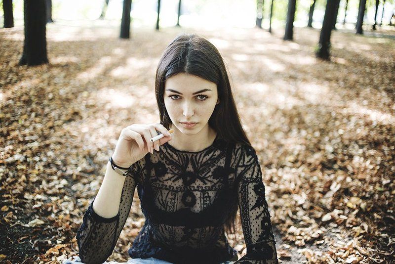 Art photo, Autumn, Cigarette, Girl, Portrait, Warsaw Ola with a cigarettephoto preview