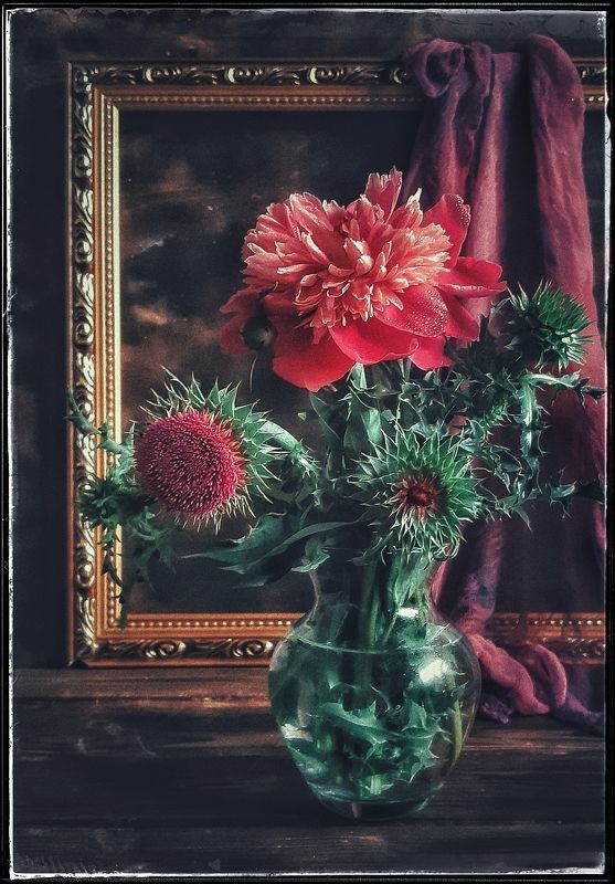 цветы Натюрморт с чертополохом.photo preview