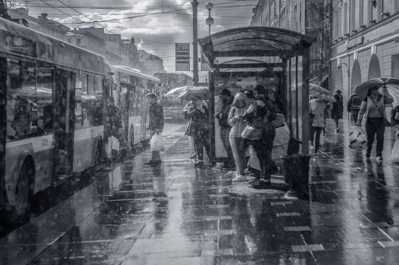 город, улица, дождь, улица На Невском проспектеphoto preview