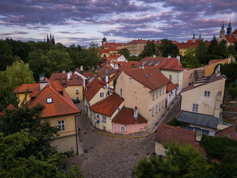 historic,prague,czechia,old city,prague castle,city,architecture,sunset Nový Světphoto preview