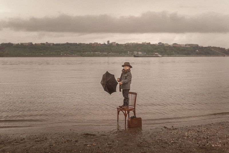 дети, мальчик, детскаяфотография, дождь, кино Дождь фото превью