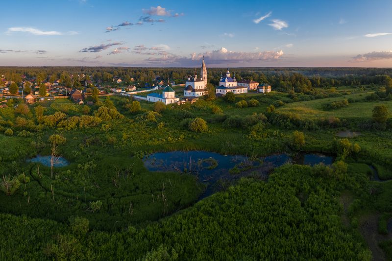 монастырь, архитектура, лето, село, костромская область, россия, пейзаж, закат, monastery, architecture, summer, village, kostroma region, russia, landscape, sunset Костромская земляphoto preview