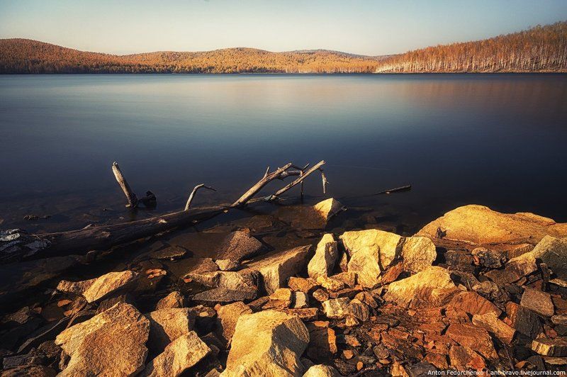 карабаш, озеро, осень, южный урал «Серебры» в золоте II фото превью