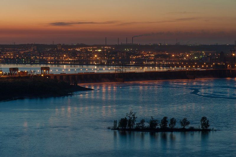 , весна, вечер, волга, Гэс, жигулевск, Мост, огни, остров, Плотина, река, россия, тольятти ***photo preview