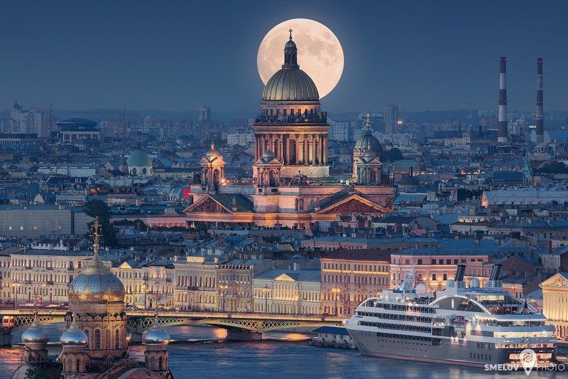 Boat, Bridge, Cathedral, Church, Cityscape, Ferry, Fullmoon, Isaacs, Moon, Neva, Petersburg, Pietari, Piter, River, Saint-Petersburg, Ship, Siljaline, SPb photo preview