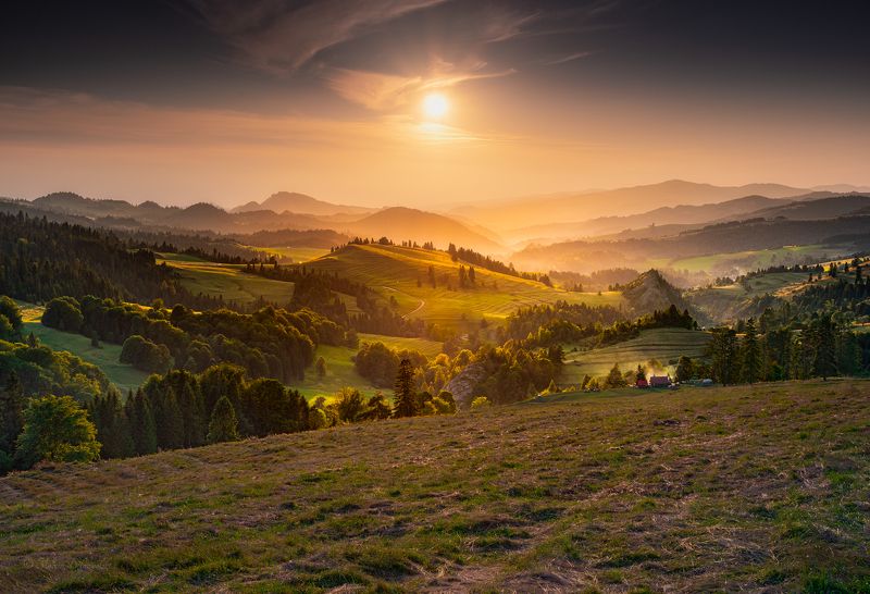 poland, polska, landscape, nature, pieniny, sunset, sun, trees, plants, mountains, sky Reasons to Come Back Herephoto preview
