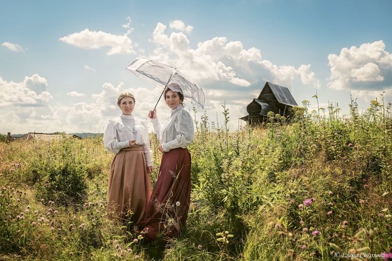 девушки, портрет Дамы с зонтикомphoto preview