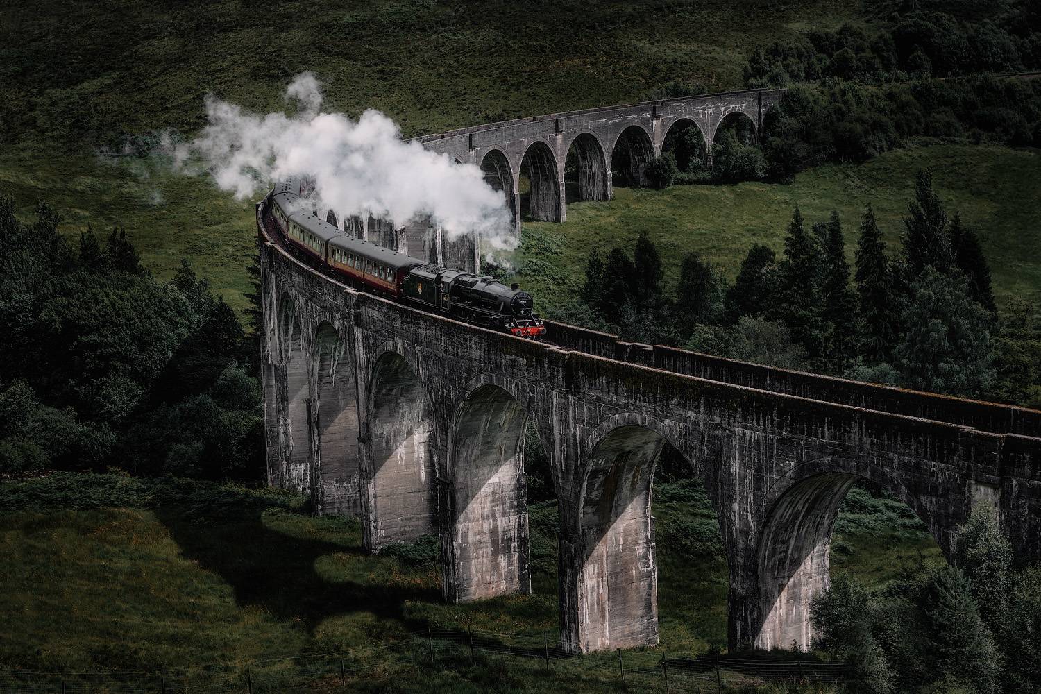scotland, train, glenfinnan, viaduct, harry potter, glenfinnan viaduct, landscape, hogwarts, шотландия, великобритания, great britain, Юрий (Phototours.pro) Шевченко