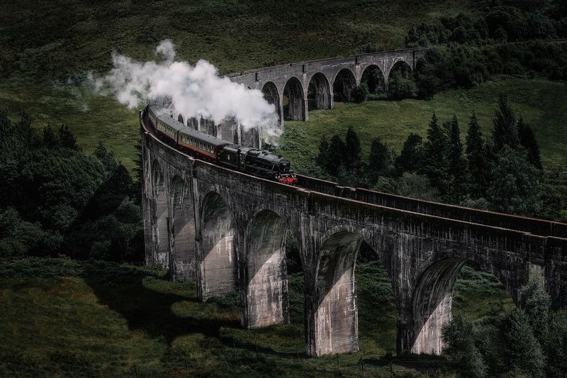 scotland, train, glenfinnan, viaduct, harry potter, glenfinnan viaduct, landscape, hogwarts, шотландия, великобритания, great britain Hogwarts Expressphoto preview