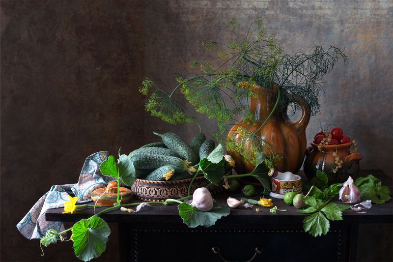 миламиронова, фотонатюрморт, натюрмортсовощами, овощи, огурцы, томаты, укроп, чеснок, сельдерей Экологически чистые продукты... или Своё... фото превью