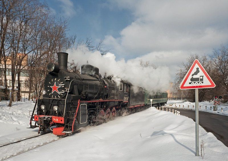 Железная дорога, Паровоз, Рельсы, Ретропоезд, РЖД, Эр 774-38 Тут ходят паровозыphoto preview