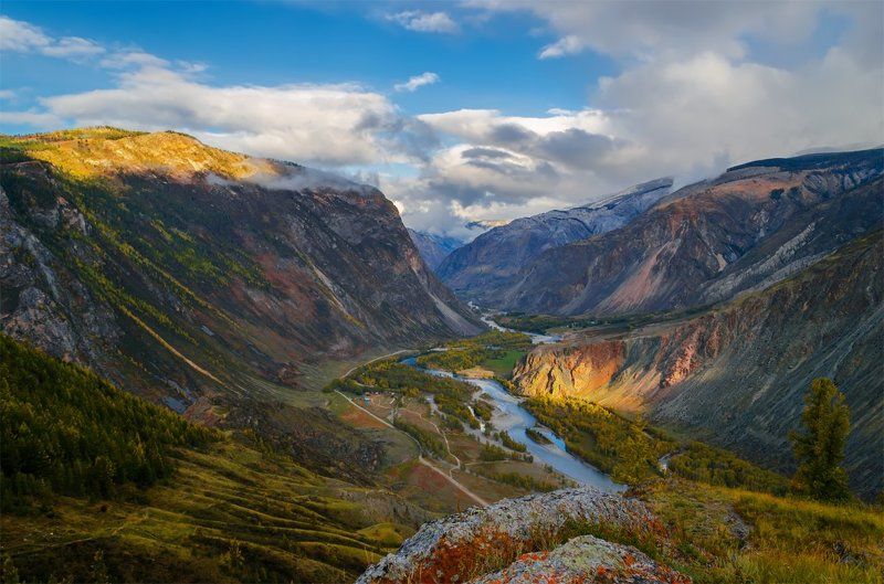 Алтай, Горный алтай, Горы, Кату-ярык, Осень, Пейзаж, Природа, Путешествие, Рассвет, Река, Сибирь, Тайга, Туризм, Утро, Чулышман Кату-Ярык и Чулышманphoto preview