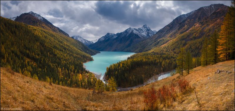 Алтай, Аня графова, Горный алтай, Горы, Катунский хребет, Кучерлинское озеро, Осень Кучерлинское озеро в новом осеннем убореphoto preview